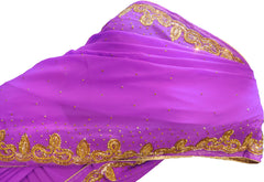 SMSAREE Lavender Designer Wedding Partywear Georgette Stone Bullion & Beads Hand Embroidery Work Bridal Saree Sari With Blouse Piece F231
