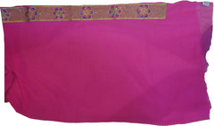SMSAREE Pink & Golden Designer Wedding Partywear Georgette Stone Thread & Zari Hand Embroidery Work Bridal Saree Sari With Blouse Piece F238