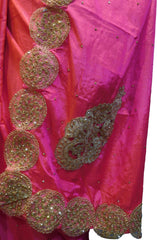 SMSAREE Pink Designer Wedding Partywear Silk Stone & Zari Hand Embroidery Work Bridal Saree Sari With Blouse Piece F242