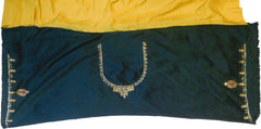 SMSAREE Yellow Designer Wedding Partywear Satin (Silk) Stone Thread & Cutdana Hand Embroidery Work Bridal Saree Sari With Blouse Piece F255