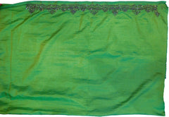 SMSAREE Pink & Green Designer Wedding Partywear Silk Stone Thread & Zari Hand Embroidery Work Bridal Saree Sari With Blouse Piece F290