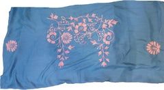 SMSAREE Turquoise Designer Wedding Partywear Silk Thread Hand Embroidery Work Bridal Saree Sari With Blouse Piece F345