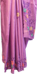 SMSAREE Lavender Designer Wedding Partywear Silk Stone & Sequence Hand Embroidery Work Bridal Saree Sari With Blouse Piece F350