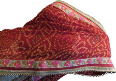 SMSAREE Red & Cream Designer Wedding Partywear Georgette & Brasso Stone Bullion Thread Sequence & Zari Hand Embroidery Work Bridal Saree Sari With Blouse Piece F360
