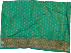 SMSAREE Green & Cream Designer Wedding Partywear Silk Stone Pearl Thread Sequence & Zari Hand Embroidery Work Bridal Saree Sari With Blouse Piece F361