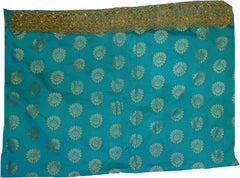SMSAREE Turquoise Designer Wedding Partywear Silk Stone Thread & Zari Hand Embroidery Work Bridal Saree Sari With Blouse Piece F398