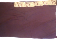 SMSAREE Coffee Brown Designer Wedding Partywear Georgette Stone Thread & Zari Hand Embroidery Work Bridal Saree Sari With Blouse Piece F406