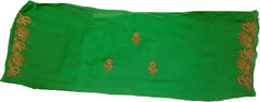 SMSAREE Green & Cream Designer Wedding Partywear Georgette (Viscos) & Net Beads Stone Pearl & Thread Hand Embroidery Work Bridal Saree Sari With Blouse Piece F424