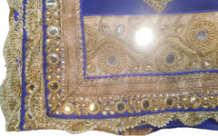 SMSAREE Blue & Golden Designer Wedding Partywear Georgette (Viscos) & Net Stone Bullion Beads Cutdana Mirror Sequence & Pearl Lahenga Style Saree Hand Embroidery Work Bridal Saree Sari With Blouse Piece F445