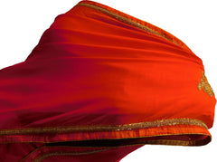 SMSAREE Orange Designer Wedding Partywear Georgette (Viscos) Beads Cutdana Mirror & Thread Hand Embroidery Work Bridal Saree Sari With Blouse Piece F454