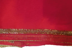 SMSAREE Pink Designer Wedding Partywear Georgette (Viscos) Beads Cutdana Mirror & Thread Hand Embroidery Work Bridal Saree Sari With Blouse Piece F456