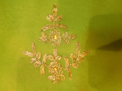 SMSAREE Green Designer Wedding Partywear Georgette (Viscos) Stone Cutdana Pearl & Zari Hand Embroidery Work Bridal Saree Sari With Blouse Piece F462