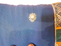 SMSAREE Blue & Turquoise Designer Wedding Partywear Georgette (Viscos) Stone Cutdana Beads Zari & Thread Hand Embroidery Work Bridal Saree Sari With Blouse Piece F466