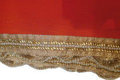 SMSAREE Orange Designer Wedding Partywear Georgette (Viscos) Stone Pearl Sequence Bullion Beads & Zari Stitched Pallu Saree Hand Embroidery Work Bridal Saree Sari With Blouse Piece F467