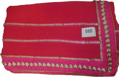 SMSAREE Pink Designer Wedding Partywear Georgette (Viscos) Stone Pearl & Zari Hand Embroidery Work Bridal Saree Sari With Blouse Piece F480