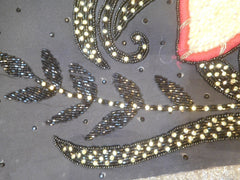 SMSAREE Black & Red Designer Wedding Partywear Georgette (Viscos) Cutdana Stone Thread & Bullion Hand Embroidery Work Bridal Saree Sari With Blouse Piece F481