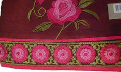 SMSAREE Pink & Brown Designer Wedding Partywear Chiffon Thread Hand Embroidery Work Bridal Saree Sari With Blouse Piece F497