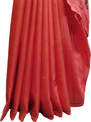 SMSAREE Pink Designer Wedding Partywear Silk Beads Stone & Pearl Hand Embroidery Work Bridal Saree Sari With Blouse Piece F501