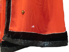 SMSAREE Orange Designer Wedding Partywear Georgette (Viscos) Cutdana & Stone Hand Embroidery Work Bridal Saree Sari With Blouse Piece F503