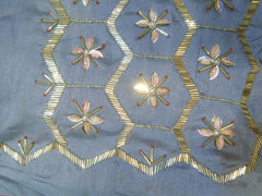 SMSAREE Grey Designer Wedding Partywear Silk Cutdana Beads & Pearl Hand Embroidery Work Bridal Saree Sari With Blouse Piece F505