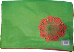 SMSAREE Green Designer Wedding Partywear Sana Silk Thread & Beads Hand Embroidery Work Bridal Saree Sari With Blouse Piece F507