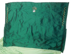 SMSAREE Green Designer Wedding Partywear Silk Cutdana Beads Stone Thread & Sequence Hand Embroidery Work Bridal Saree Sari With Blouse Piece F513