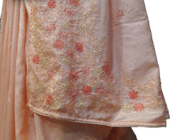 SMSAREE Brown Designer Wedding Partywear Silk Thread Pearl & Sequence Hand Embroidery Work Bridal Saree Sari With Blouse Piece F521