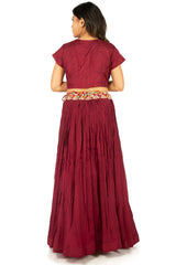 Marron Designer Wedding Partywear Pure Dola Silk Beads Thread Bullion Hand Embroidery Work Bridal Gown G1033