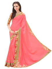 Pink Chinon Full Saree Sari