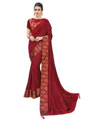 Maroon Two Tone Silk Full Designer Saree Sari