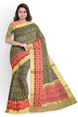Black Golden Designer Wedding Partywear Banarasi Pure Handloom Zari Thread Hand Embroidery Work Bridal Saree Sari With Blouse Piece H007