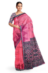 Pink Grey Designer Wedding Partywear Silk Thread Hand Embroidery Work Bridal Saree Sari With Blouse Piece H022