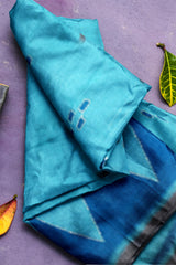 Blue Grey Designer Wedding Partywear Silk Thread Hand Embroidery Work Bridal Saree Sari With Blouse Piece H023