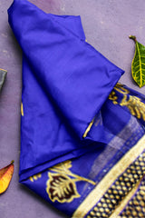 Blue Designer Wedding Partywear Georgette Stone Thread Cutdana Hand Embroidery Work Bridal Saree Sari With Blouse Piece H028