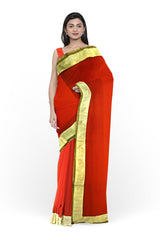 Red Designer Wedding Partywear Georgette Zari Cutdana Hand Embroidery Work Bridal Saree Sari With Blouse Piece H030