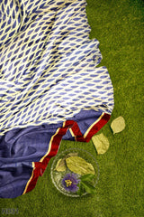 Blue White Designer Wedding Partywear Georgette Stone Thread Beads Hand Embroidery Work Bridal Saree Sari With Blouse Piece H031