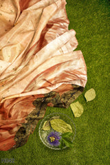 Copper Designer Wedding Partywear Georgette Stone Zari Hand Embroidery Work Bridal Saree Sari With Blouse Piece H042