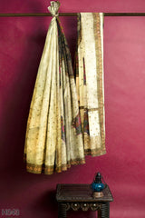 Golden Black Designer Wedding Partywear Georgette Thread Zari Brusso Beads Hand Embroidery Work Bridal Saree Sari With Blouse Piece H043