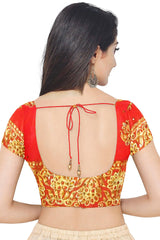 Red Designer Wedding Partywear Georgette Zari Beads Hand Embroidery Work Bridal Saree Sari With Blouse Piece H046