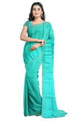 Turquoise Designer Wedding Partywear Georgette Stone Hand Embroidery Work Bridal Saree Sari With Blouse Piece H049
