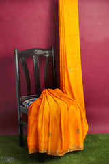 Orange Designer Wedding Partywear Georgette Stone Hand Embroidery Work Bridal Saree Sari With Blouse Piece H050