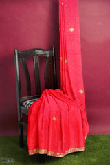 Red Designer Wedding Partywear Georgette Stone Zari Hand Embroidery Work Bridal Saree Sari With Blouse Piece H056