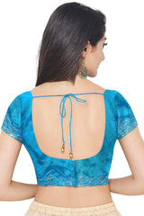 Blue Designer Wedding Partywear Silk Cutdana Stone Thread Hand Embroidery Work Bridal Saree Sari With Blouse Piece H071
