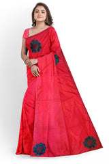 Pink Designer Wedding Partywear Silk Beads Cutdana Thread Hand Embroidery Work Bridal Saree Sari With Blouse Piece H074