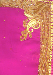 Purple Designer Wedding Partywear Georgette Cutdana Beads Stone Thread Hand Embroidery Work Bridal Saree Sari With Blouse Piece H088