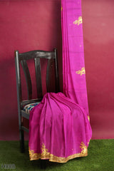 Purple Designer Wedding Partywear Georgette Cutdana Beads Stone Thread Hand Embroidery Work Bridal Saree Sari With Blouse Piece H088