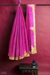 Purple Designer Wedding Partywear Georgette Cutdana Beads Stone Thread Hand Embroidery Work Bridal Saree Sari With Blouse Piece H088