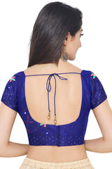 Blue Designer Wedding Partywear Silk Thread Stone Cutdana Hand Embroidery Work Bridal Saree Sari With Blouse Piece H094