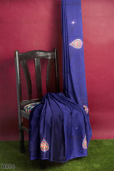 Blue Designer Wedding Partywear Silk Thread Stone Cutdana Hand Embroidery Work Bridal Saree Sari With Blouse Piece H094