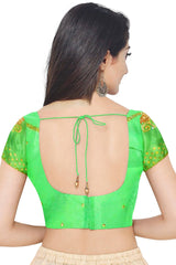 Green Designer Wedding Partywear Silk Cutdana Stone Pearl Hand Embroidery Work Bridal Saree Sari With Blouse Piece H095
